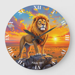 Fantasy Cute Desert Rock Lion Large Clock