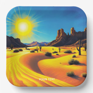 Fantasy Cute Desert Sands Rocks Paper Plate