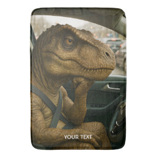Fantasy Cute  Dinosaur Driving Car Bath Mat