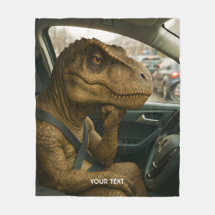 Fantasy Cute  Dinosaur Driving Car Fleece Blanket