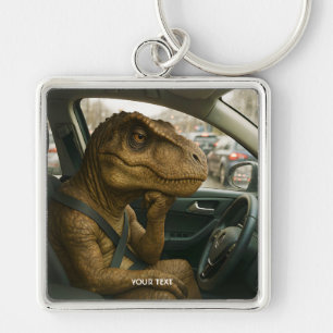 Fantasy Cute Dinosaur Driving Car Keychain