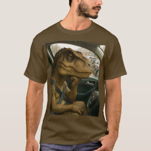 Fantasy Cute  Dinosaur Driving Car T-Shirt