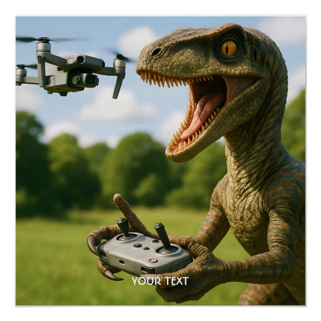 Fantasy Cute Dinosaur Drone Forest Poster (Front)