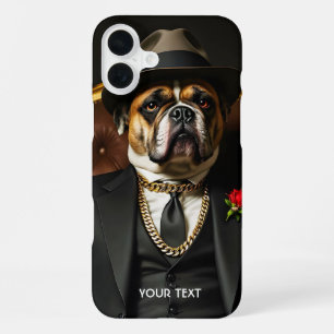 Fantasy Cute Dog Black Suit iPhone 16 Plus Case