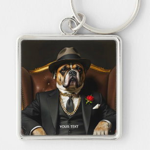 Fantasy Cute Dog Black Suit Keychain