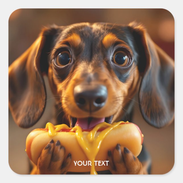 Fantasy Cute Dog Hot Dog Square Sticker (Front)
