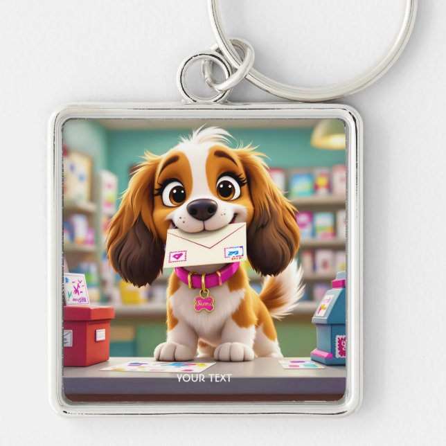 Fantasy Cute  Dog Post Letter Keychain (Front)