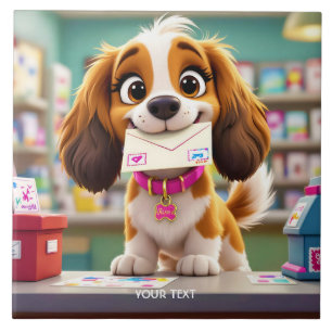 Fantasy Cute Dog Post Letter Tile