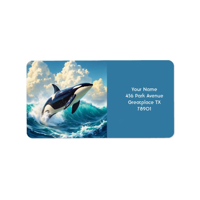 Fantasy Cute Dolphin Sea Clouds Label (Front)
