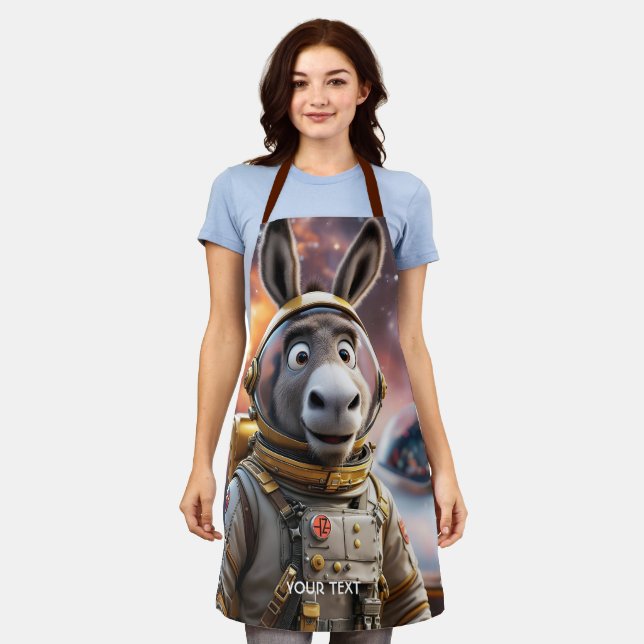 Fantasy Cute Donkey Astronaut Space Apron (Worn)