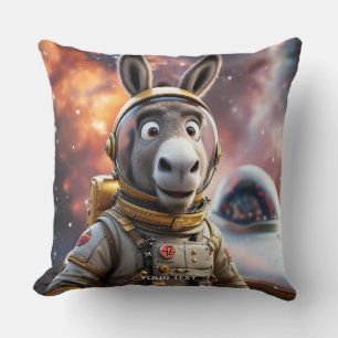 Fantasy Cute Donkey Astronaut Space Throw Pillow