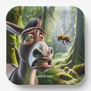 Fantasy Cute Donkey Sting Bee Paper Plate