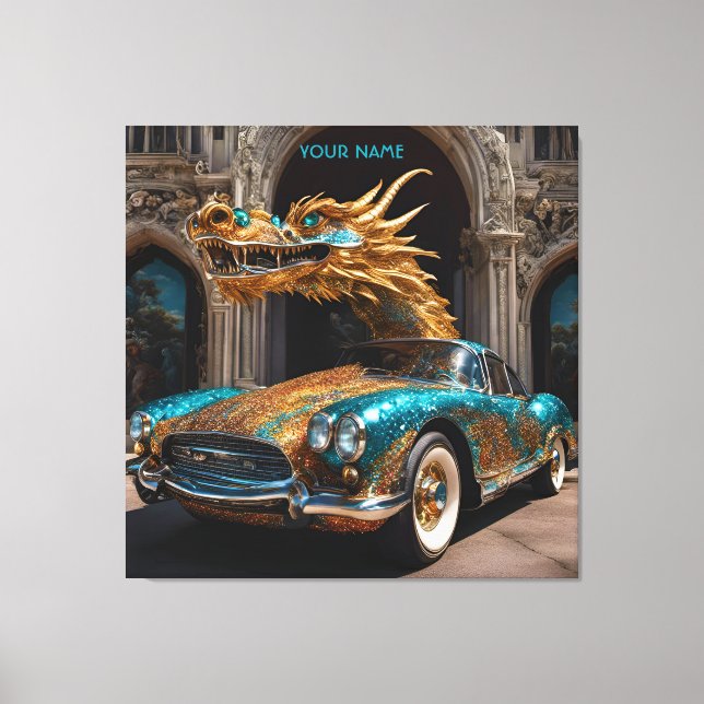 Fantasy Cute Dragon Car Mix Canvas Print (Front)