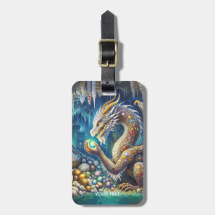 Fantasy Cute Dragon Stone Cavern Luggage Tag