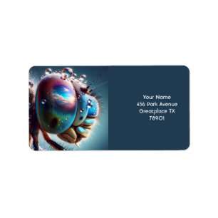Fantasy Cute Dragonfly Macro Photo Label