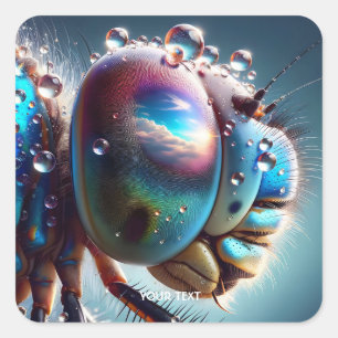 Fantasy Cute Dragonfly Macro Photo Square Sticker