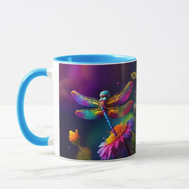 Fantasy Cute Dragonfly With Flower Mug (Left)