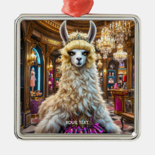 Fantasy Cute Drama Llama Queen Metal Ornament