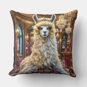 Fantasy Cute Drama Llama Queen Throw Pillow