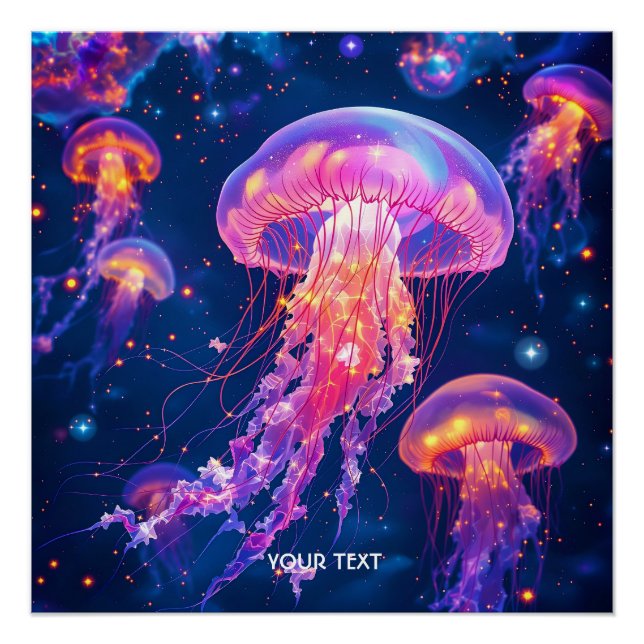 Fantasy Cute Drifting Jellyfish Sea Poster (Front)