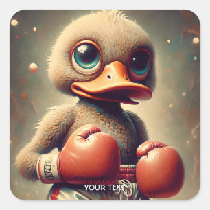 Fantasy Cute Duck Boxing Gloves Square Sticker