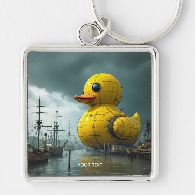 Fantasy Cute Duck War Ship Keychain (Front)