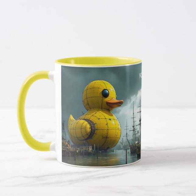 Fantasy Cute Duck War Ship Mug (Left)