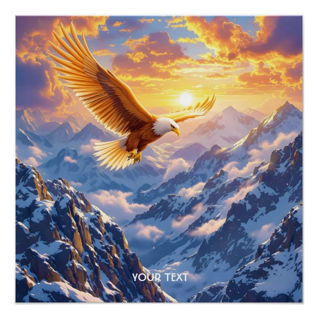Fantasy Cute Eagle Mountains Sunrise Poster (Front)