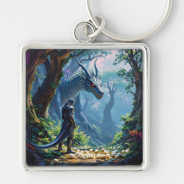 Fantasy Cute Eggs Dragon Knight Keychain (Front)