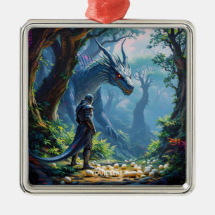 Fantasy Cute Eggs Dragon Knight Metal Ornament
