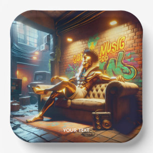 Fantasy Cute Egyptian God Music. Paper Plate