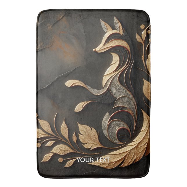 Fantasy Cute  Elegant Fox Drawing Bath Mat (Front Vertical)