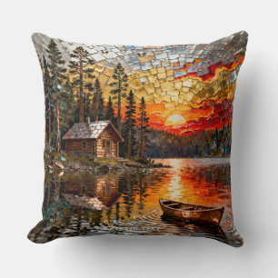 Fantasy Cute Embossed Metal Landscape Throw Pillow