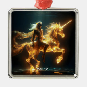 Fantasy Cute Ethereal Underwater Unicorn Metal Ornament