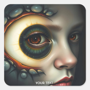 Fantasy Cute Eye Lips Girl Square Sticker