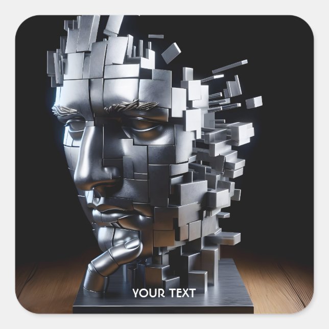 Fantasy Cute  Face Metal Sculpture Square Sticker (Front)
