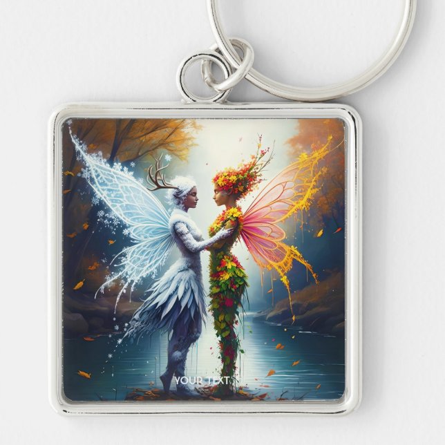 Fantasy Cute Fall Winter Spirits Keychain (Front)