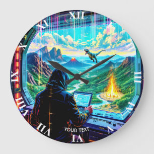 Fantasy Cute Fantastic Run Park Large Clock