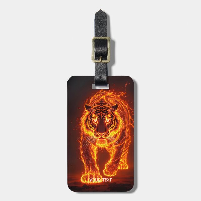 Fantasy Cute Fire Big Tiger  Luggage Tag (Front Vertical)