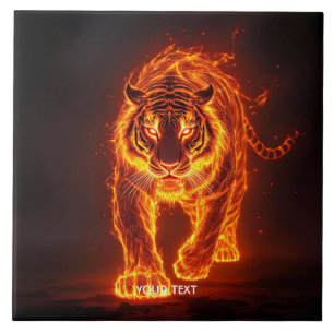 Fantasy Cute Fire Big Tiger  Tile