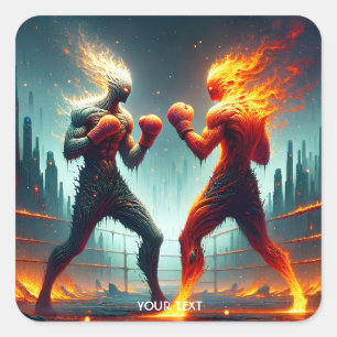 Fantasy Cute Fire Lava Boxers Square Sticker