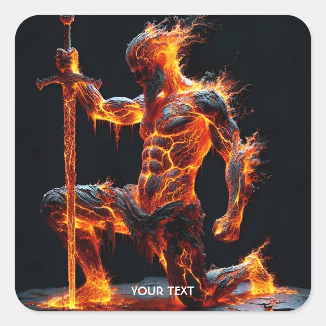 Fantasy Cute Fire Lava Sword Square Sticker (Front)
