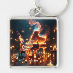 Fantasy Cute Fire Piano Girl Keychain