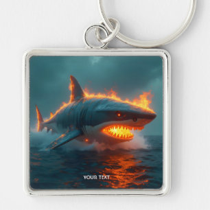 Fantasy Cute Fire Shark Sea Keychain