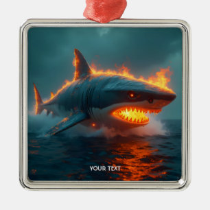 Fantasy Cute Fire Shark Sea Metal Ornament