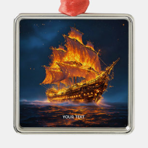 Fantasy Cute Fire Ship Sea Metal Ornament
