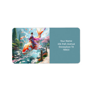 Fantasy Cute Fish Japanese Girl Label