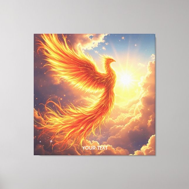 Fantasy Cute Flaming Phoenix Rises Canvas Print (Front)