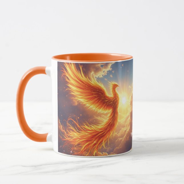 Fantasy Cute Flaming Phoenix Rises Mug (Left)