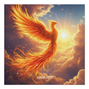 Fantasy Cute Flaming Phoenix Rises Poster
